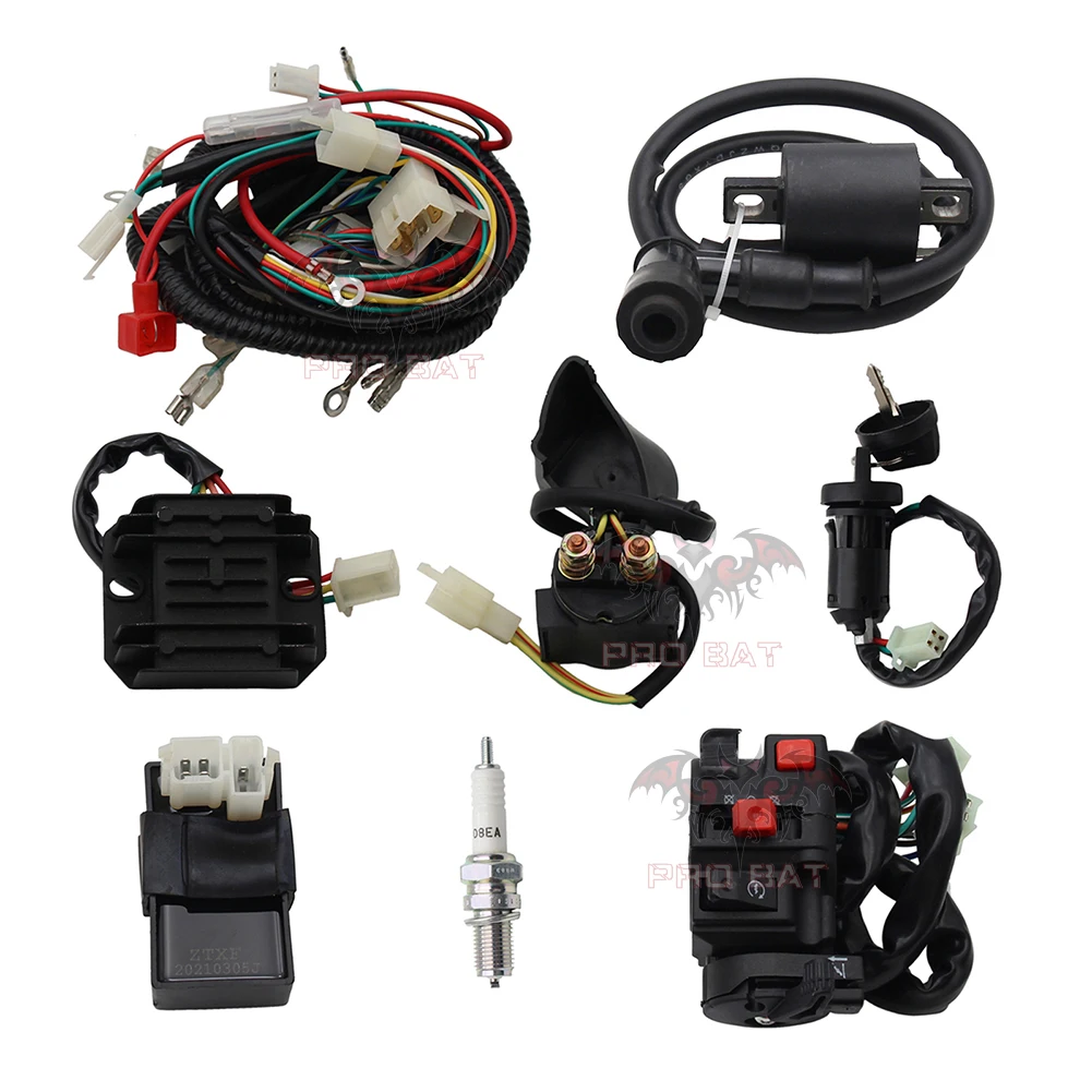 Full Electric Wiring Harness Wire Loom CDI Kit For 150cc 200cc 250cc 300cc ATV Quad