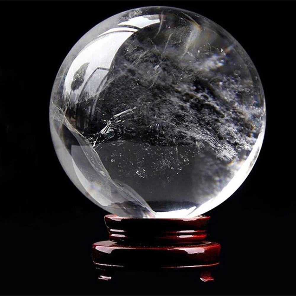 Natura Clear Quartz Ball Crystal Sphere Balls Meditation Chakra Healing Crystal Stone Crafts Home Decoration Gift & Wood Stand