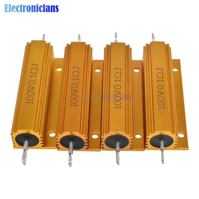 100W Aluminum Power Metal Shell Case Wirewound Resistor ±5% 0.1R 0.5R 1R 2R 6R 8R 10R 20R 100R 1K ohm Aluminium Shell Resistor