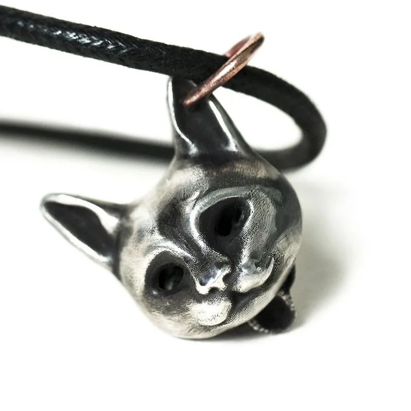 

HEM Hi BEN Men's Women's pendant necklace cat civet skull 925 sterling silver Original design Hand made Biker punk