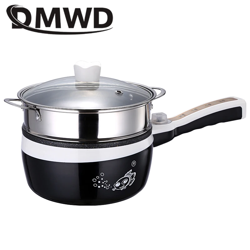 DMWD multifunction electric skillet heating pan multicooker hot pot noodles soup rice cooker egg steamer omelette frying machine