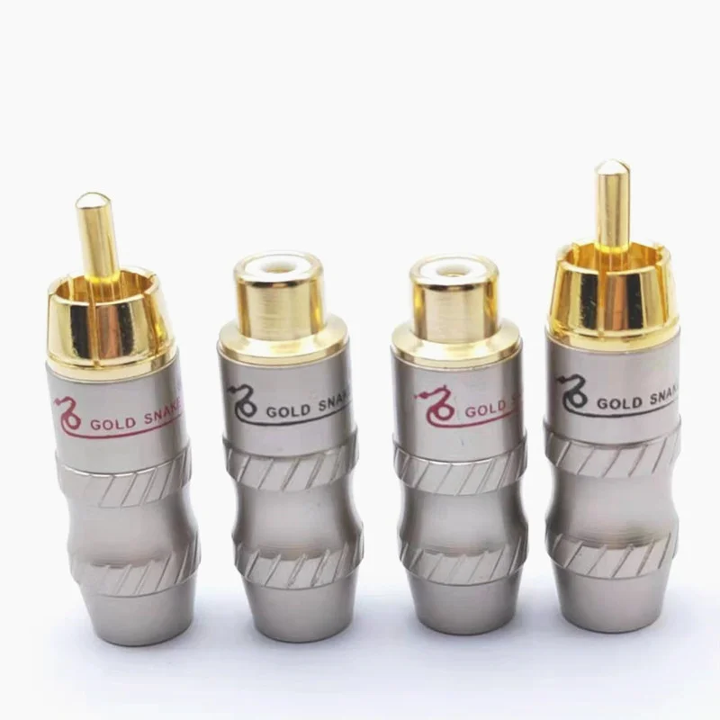 

4pcs Male Audio Video Connector Gold Adapter For Cable DIY gold snake RCA HIFI Goldplated Audio Cable RCA Plug