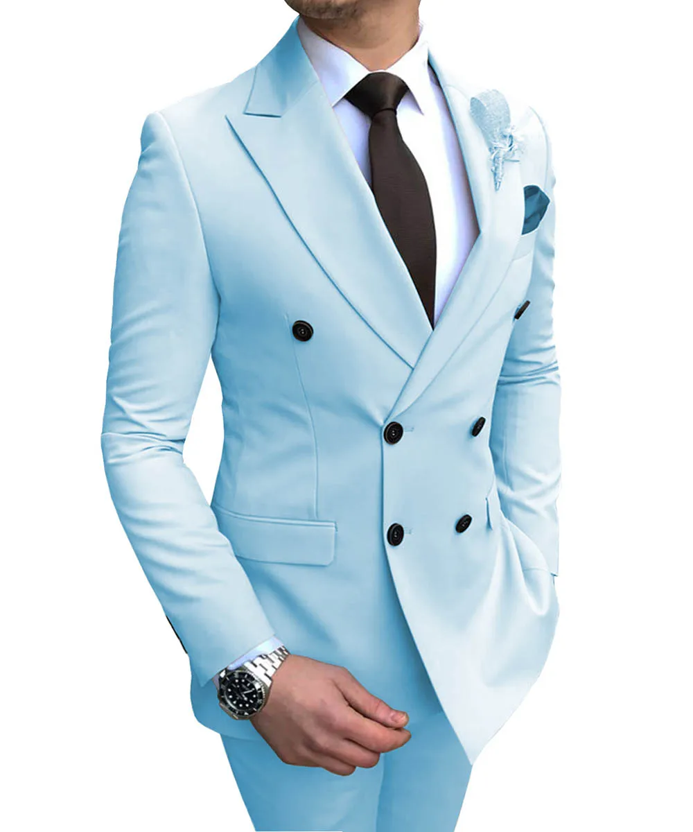 

Beige/White 2020 Mens Suit 2 piece Casual Double Breasted Notch Lapel Flat Tuxedos Groomsmen for Wedding (Blazer+Pant)