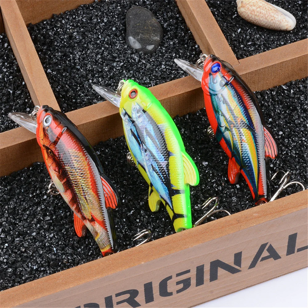 1Pcs 8cm 10.9g Minnow Fishing Lure Floating Wobbler Trolling Rattling 3D Eyes Hard Bait Crankbait Perch Pike Carp Fishing Tackle