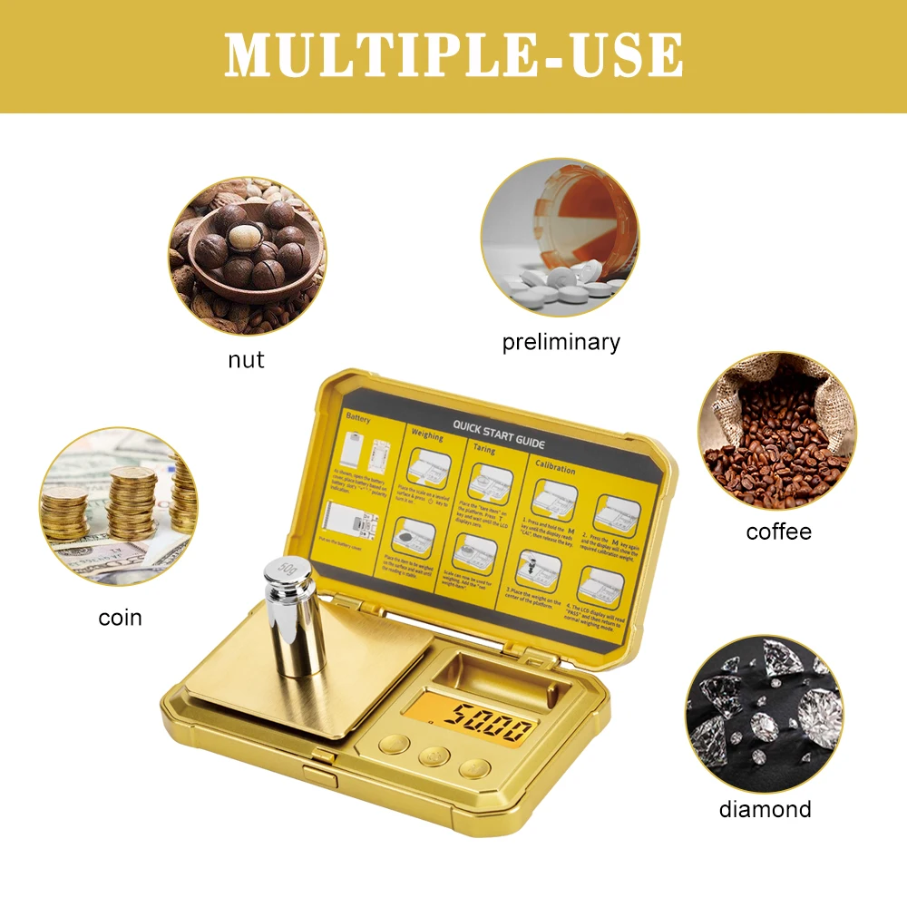 Mini Small Gram Scale 200g/0.01g, STEAMPUNK 24K Gold Scale, Digital Pocket Scale with LCD, Tare for Jewelry, Herbs, Medicines