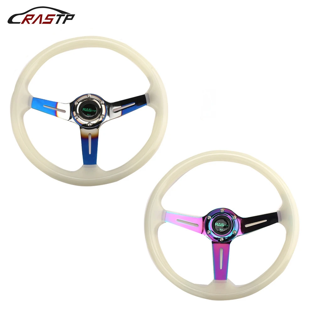 RASTP-Sports Steering Wheel 13inch 340mm luminous Racing Steering Wheel Acrylic Ordinary Racing Wheel RS-STW028