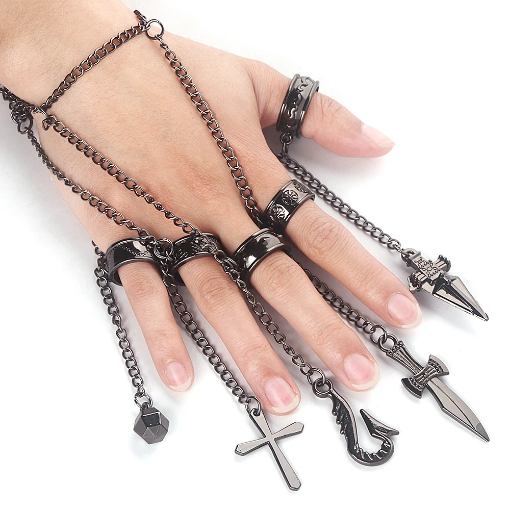 Anime Hunter x Hunter Kurapika Chain Rings Women Men Cosplay 1:1 Metal Pendant Clothing Accessories Jewelry Props