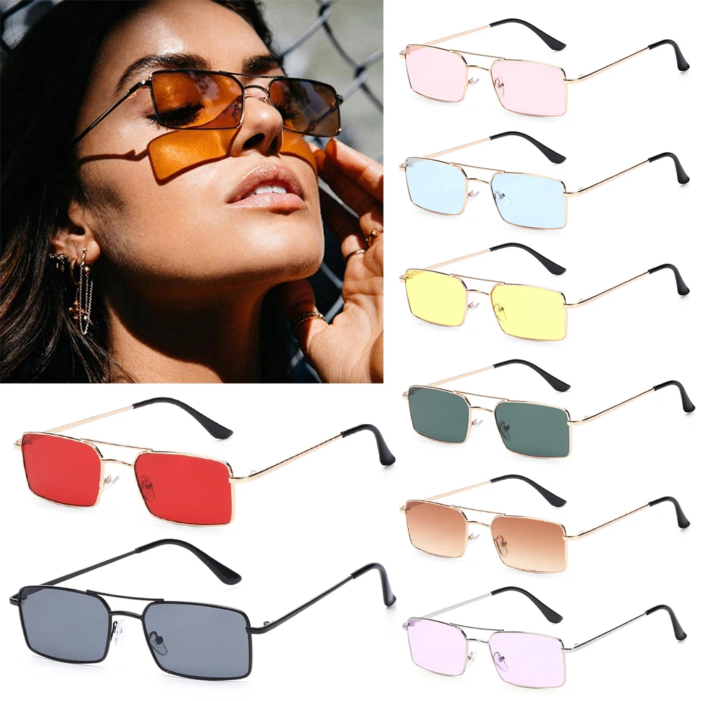 Fashion Metal Frame UV400 Lens Steampunk Sunglasses Sun Glasses Retro Rectangle Sunglasses Small Frame