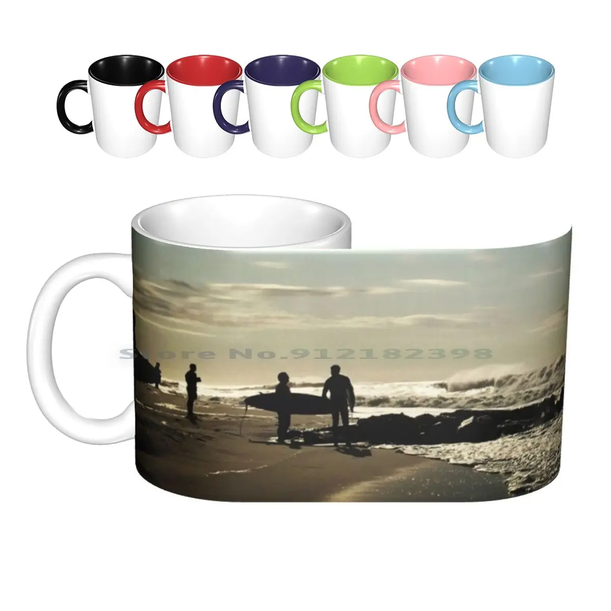 Surf Crowd Ceramic Mugs Coffee Cups Milk Tea Mug Beach Surf Surfboard Surfers Sunlight Clouds Angela Morning Athletes Adventure