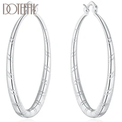 DOTEFFIL 925 Sterling Silver Round Circle 30/40/50/60mm Hoop Earring For Woman Fashion Party Wedding Engagement Party Jewelry
