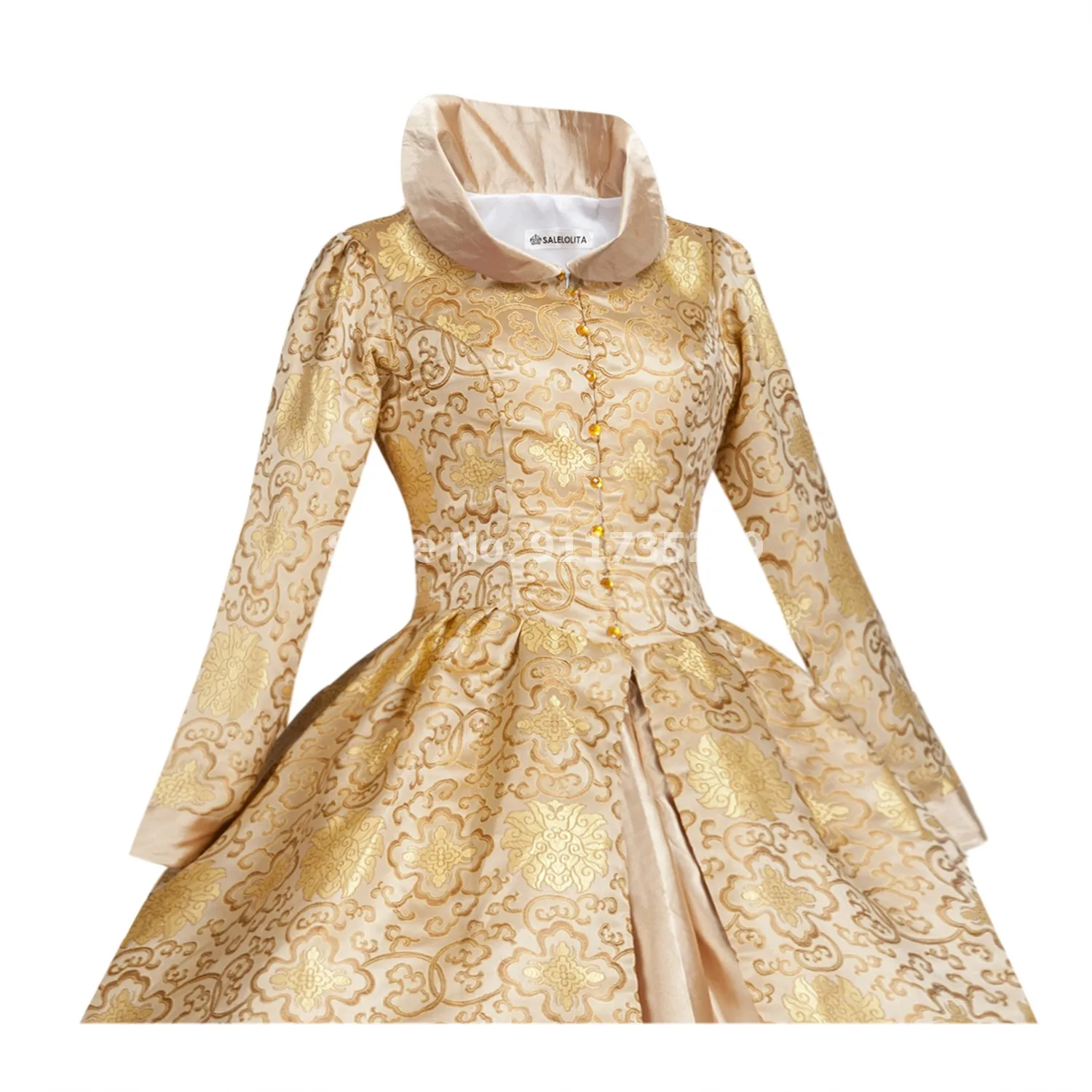 gold queen dress Talking Threads Laila Gold Hand Embroidered Couture Princess Gown main image 1