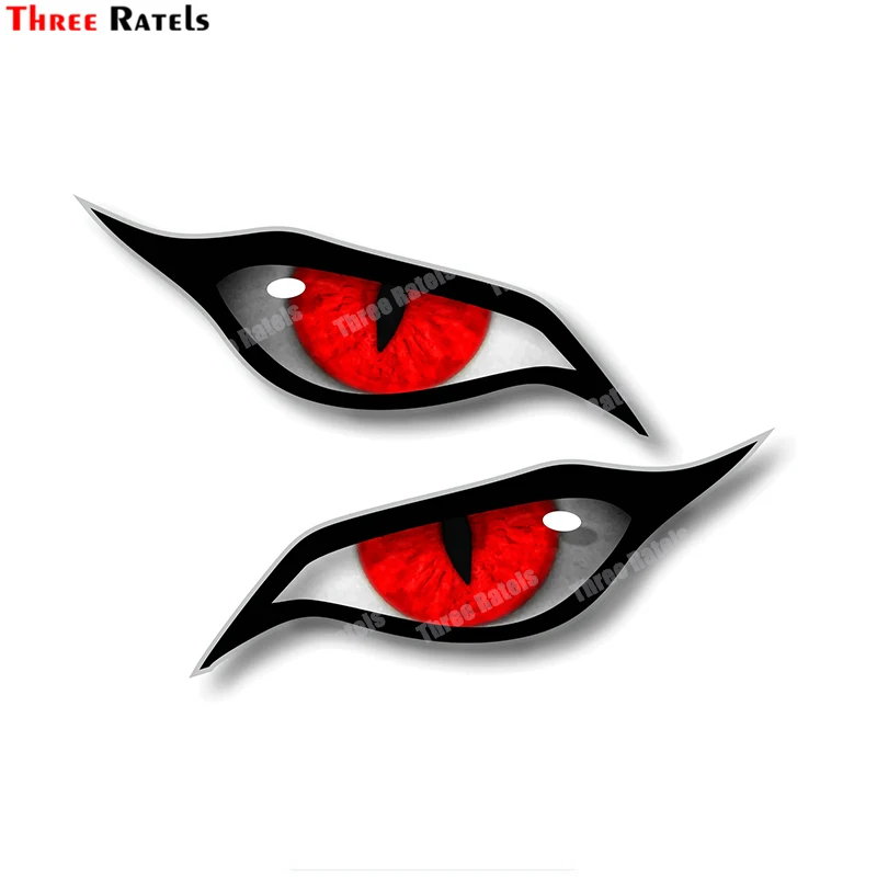 Three Ratels B313 Pair Of Evil Eyes Eye Design With Red Iris For Motorcycle Helmet Drone Etc. External Vinyl Car Sticker Decal