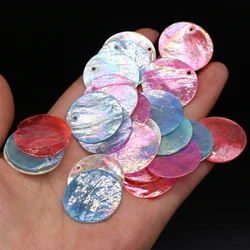 Colorful Natural Shells Round Thin Sheet Shaped Shells Perforated Beads Jewelry Making Summer Beach Necklaces Waist Chains