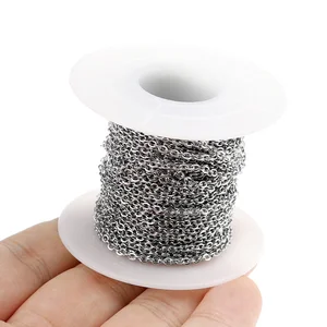 Cabo de Aço Inoxidável Corrente Massa para Colar, Materiais de Jóias DIY, Prata, Rosa, Ouro, 1mm, 1.5mm, 2mm, 2.5mm, 2m Lote 10 principais vendas colar de ouro 1mm - №1