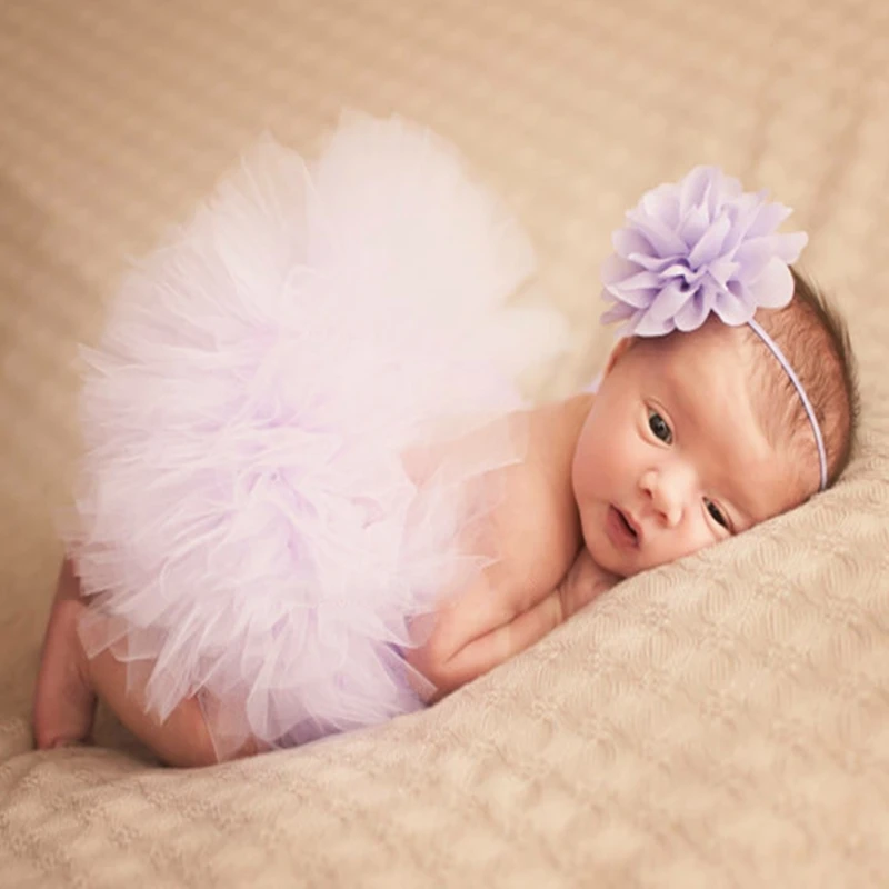 Cute Princess Newborn Photography Props Infant Costume Outfit with Flower Headband Baby Girl Dress tutu baby skirt