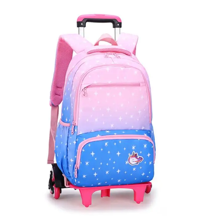 Tas Trolley Sekolah untuk Anak Perempuan Anak-anak Sekolah Rolling Tas Ransel Tas Sekolah dengan Roda Anak Roda Ransel untuk Sekolah