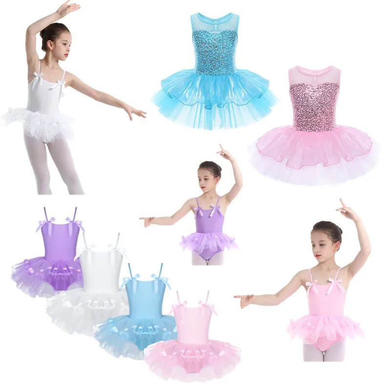 

Toddler Girl Sleeveless Sequins Ballet Dance Gymnastics Leotard Dress Kid Figure Skating Performance Dancewear Ballerina Costume