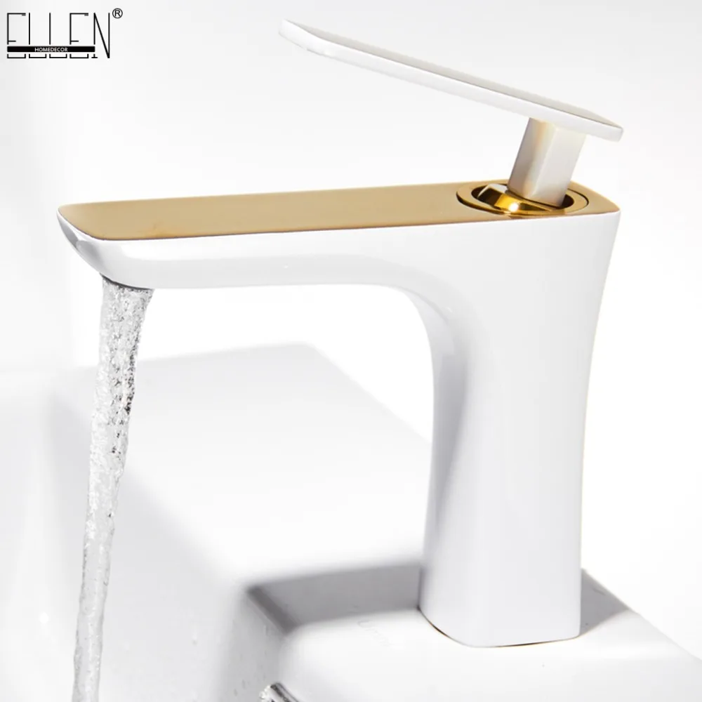 

Vidric Bathroom Faucet Basin Faucets Hot and Cold Water Basin Mixer Tap White Gold Finish Brass Toilet Sink Water Crane Chrome E