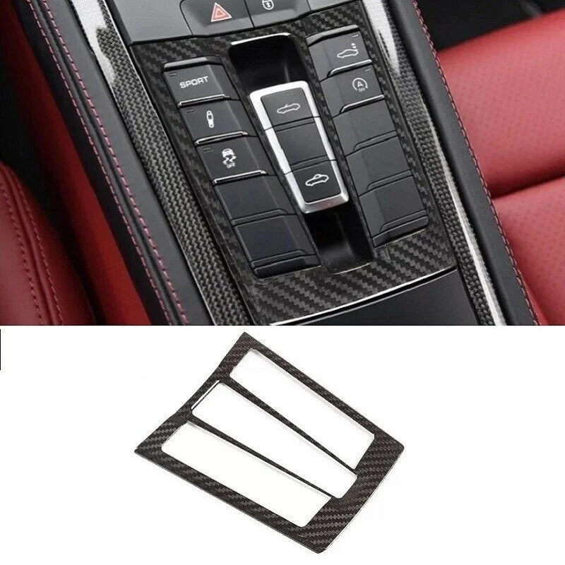 Real Dry Carbon Fiber Central Control Switch Panel Set-Storage Box Cover Trim Fit For Porsche 718 911 Interior Accessories