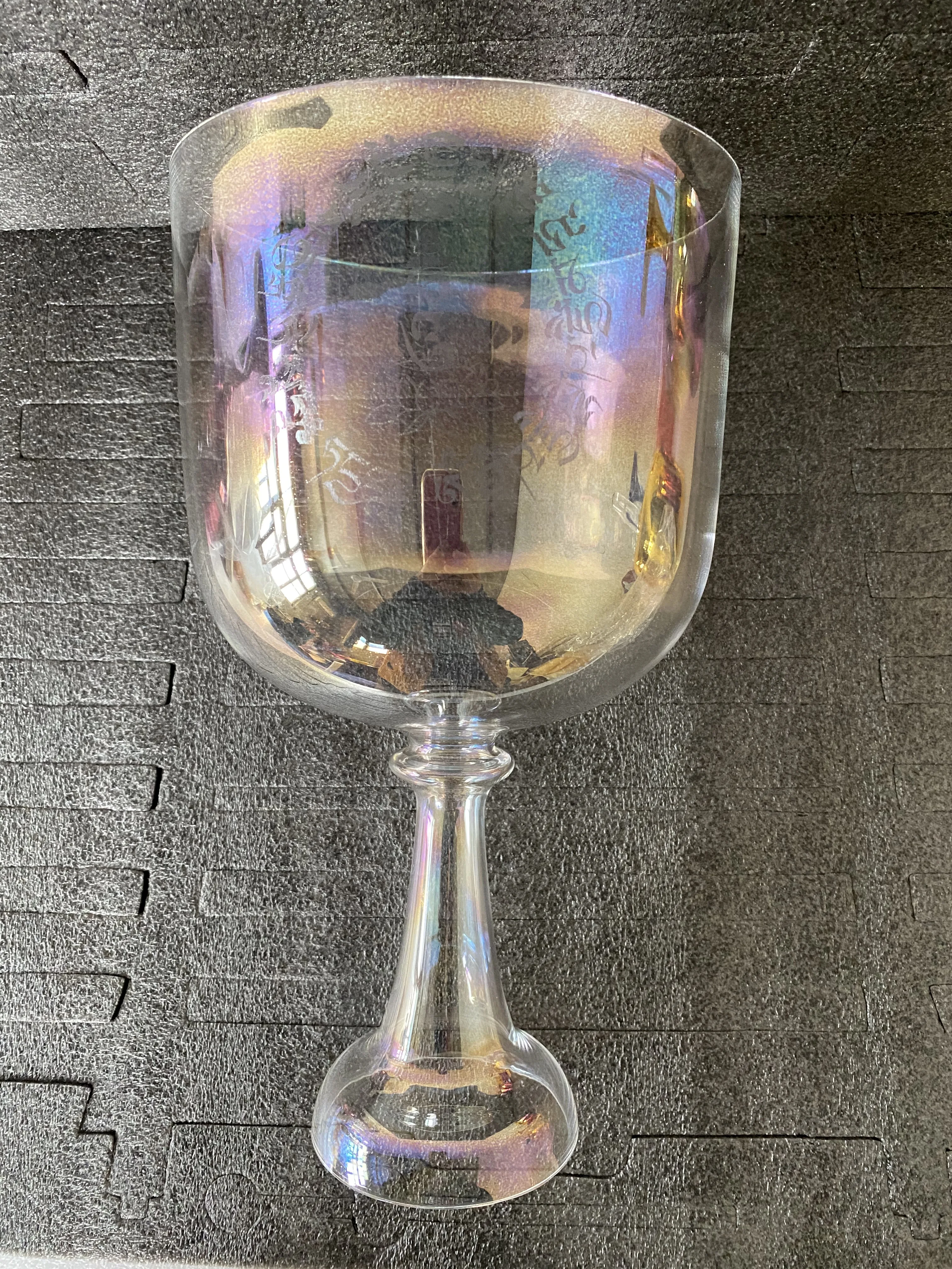 

4th octave 432Hz perfect F# note Thymus chakra magic rainbow color crystal singing chalice about 5.3" with bag & suede mallet