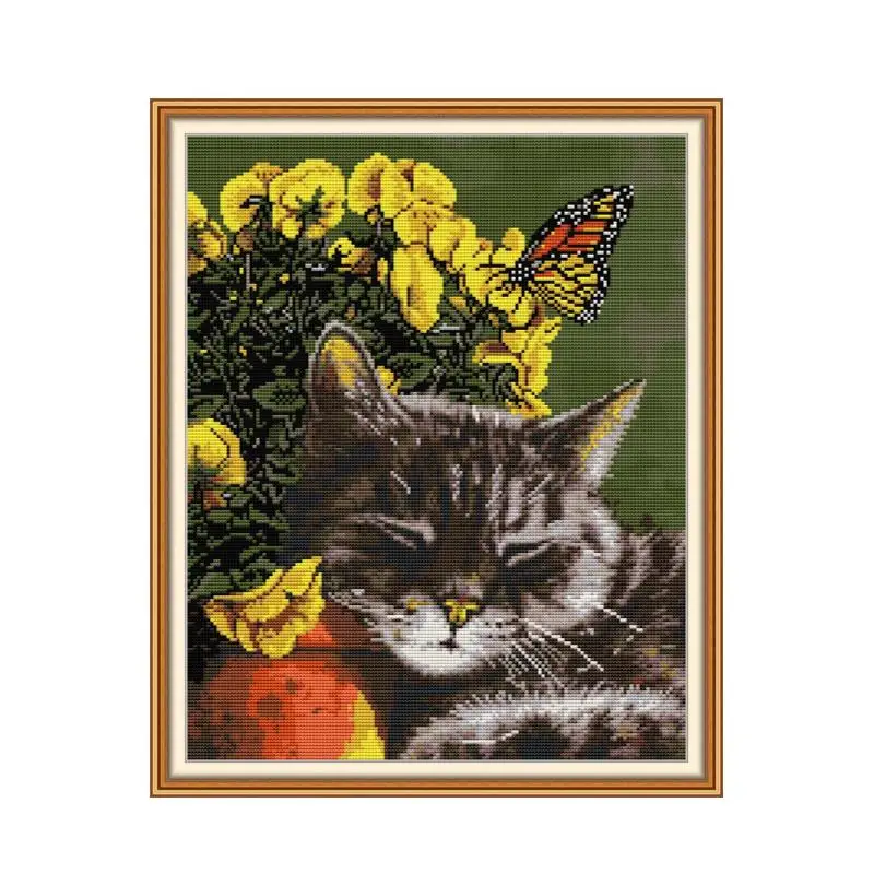 The cats are intoxicated cross stitch kit aida 14ct 11ct count printed canvas stitches embroidery DIY handmade needlework