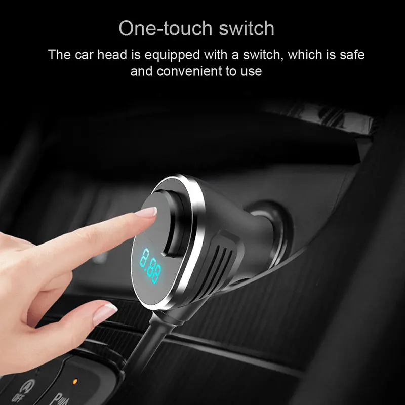 QC3.0 Car Cigarette Lighter Adapter 2 Socket USB C Fast Charger,132W High Power DC Outlet Car Splitter with LED Voltmeter Switch