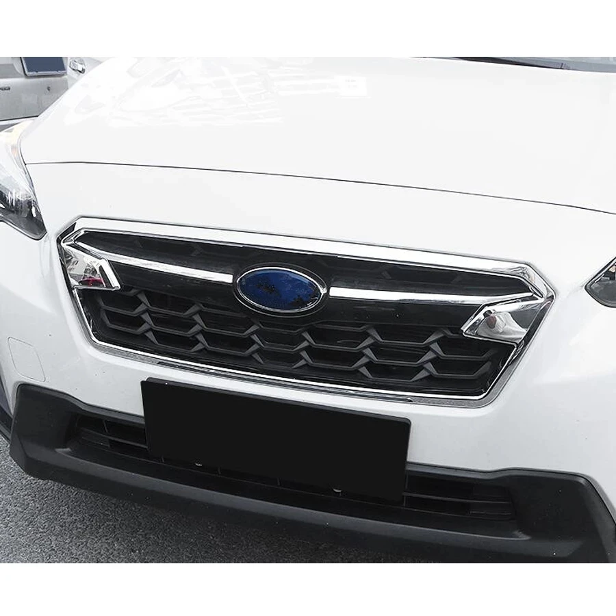 For Subaru XV 2018 1PC ABS Chrome carbonfiber Car Front Grill Grille Decorative Cover Trim Car Styling Auto Accessories