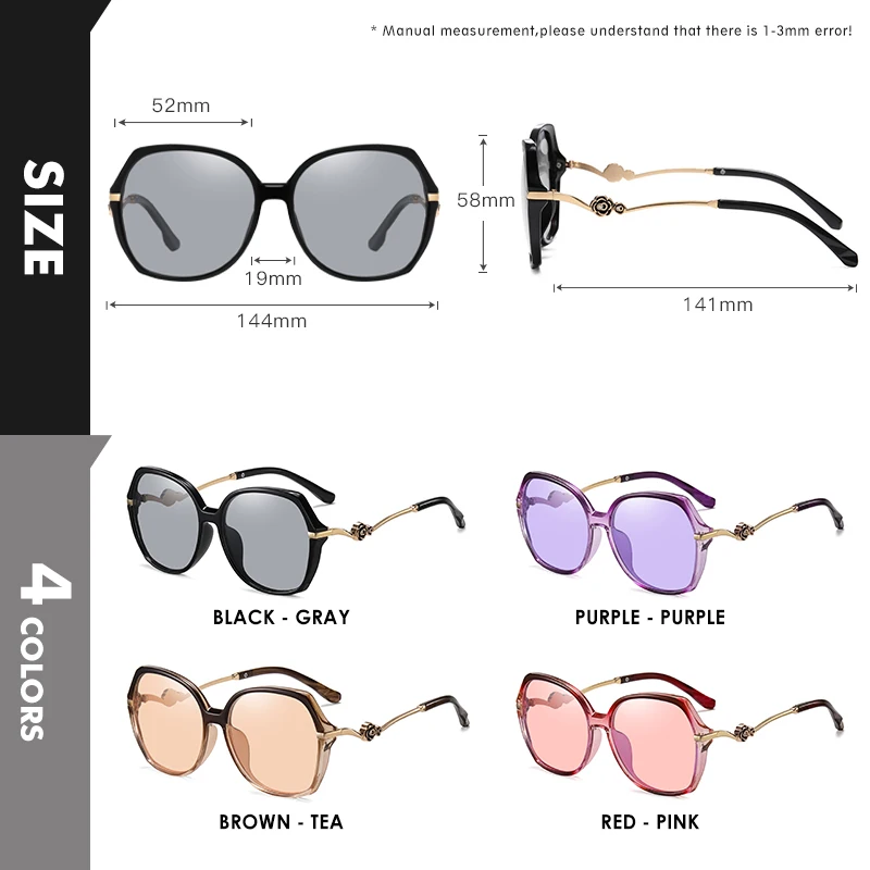 LIOUMO 2021 Fashion Sunglasses Women Polarized Photochromic Sun Glasses Luxury Ladies Goggle Chameleon UV400 lunette de soleil