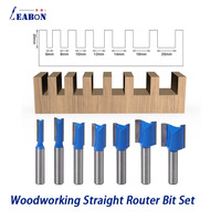 DIY Tool 7pcs 8mm Shank Woodworking Straight Router Bit Set Carpenter Milling Cutter Knife 6mm - 20mm Cutting Diameter