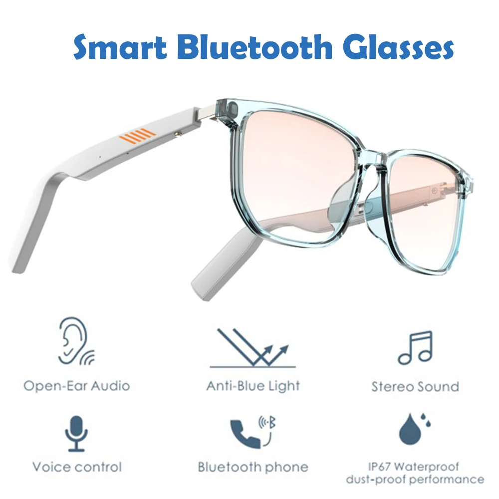 

TCW01 Music Glasses Smart Bluetooth Glasses IP67 Waterproof and Dustproof Voice Control Bluetooth 5.0 Blue Light Proof Glasses