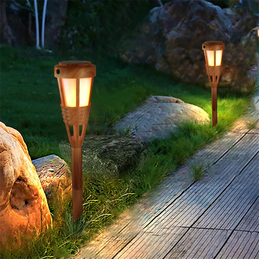 Solar Tiki Torches Pathway Lights Outdoor Waterproof Flickering Dancing Flames Torches Light Outdoor Garden Solar Landscape Lamp