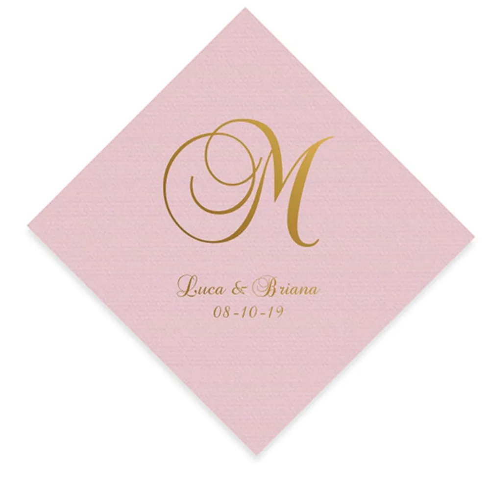 Personalized 100 Wedding Napkins Linen Like Soft Paper HIGH QUALITY Beverage Cocktail Napkins Custom Printed Lots of color