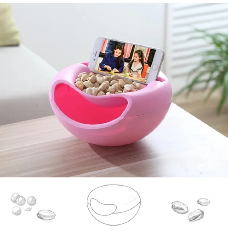 

Fashion Plastic Fruit Dish Snacks Nut Melon Seeds Bowl Double Layer Candy Plate Multifunctional Fruit Plate 20*10cm