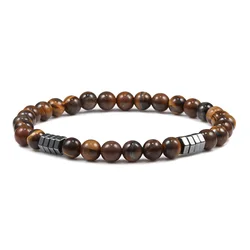 6mm Luxury Thin Men Bracelet Hematite Tiger Eyes Lava Natural Stone Beads Homme Bracelets & Bangles Energy Yoga Jewelry Pulseira