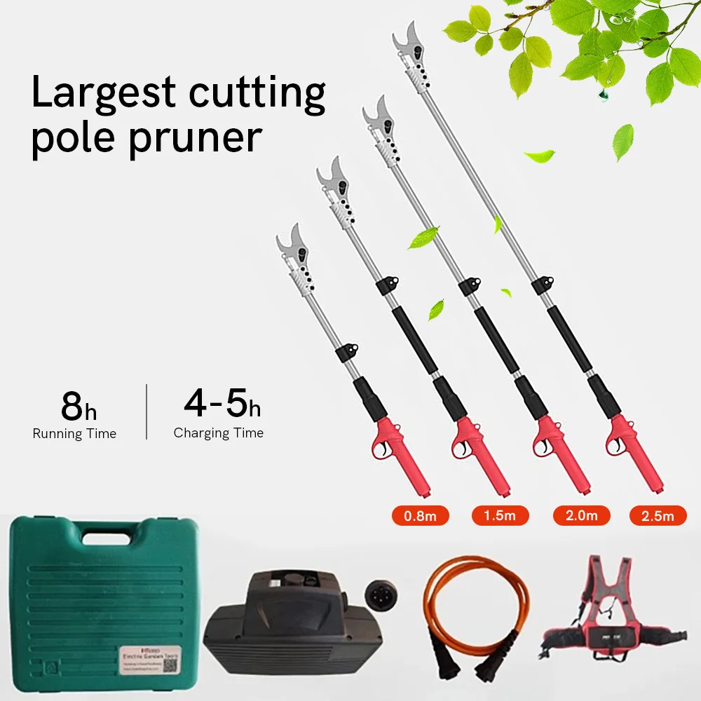 0.8m -2.5m Cordless Pruner Lithium-ion Pruning Shear Fruit Tree Bonsai Pruning Electric Tree Branches Cutter Landscaping W/Box