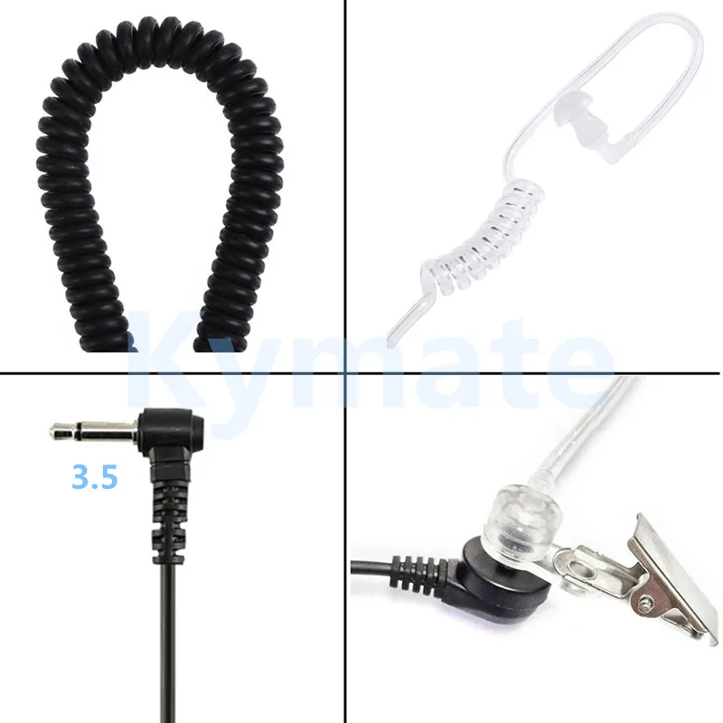 FBI 3.5 mm Single Earpiece Ear-hook Earphone With Spiral Cable Walkie Talkie Headset Polices Military Earphone For radio