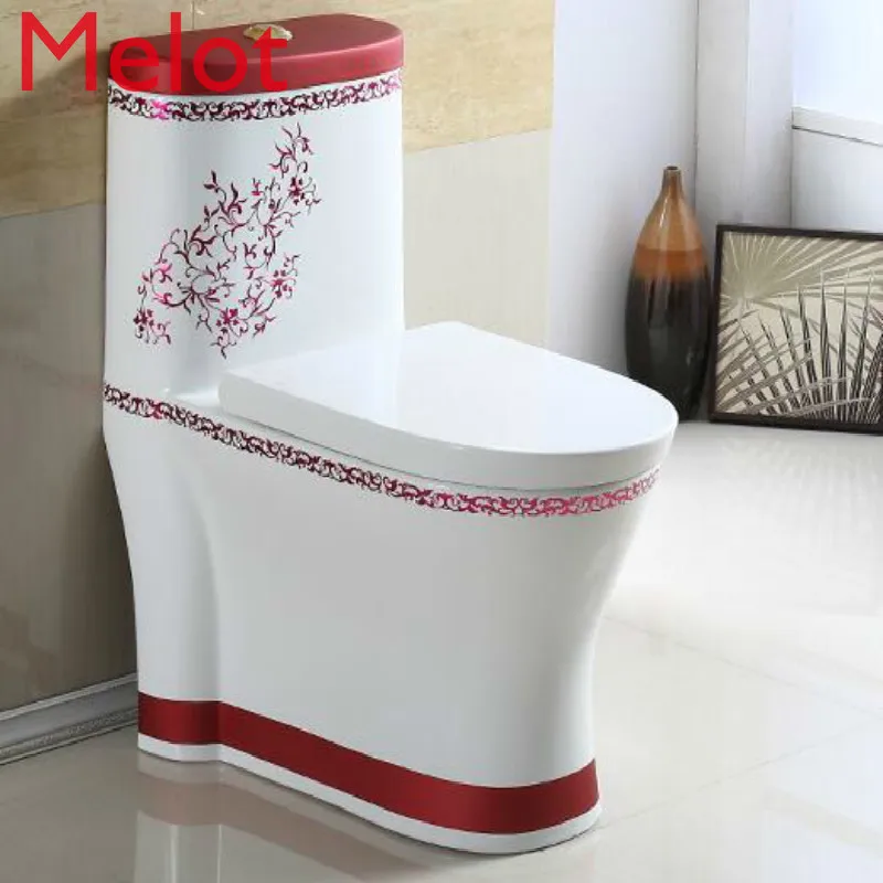 

Factory Direct Sales Color Toilet Household Flush Toilet Water-Saving Mute Siphon Super Swirling-Style Toilet Color Gold Toilet