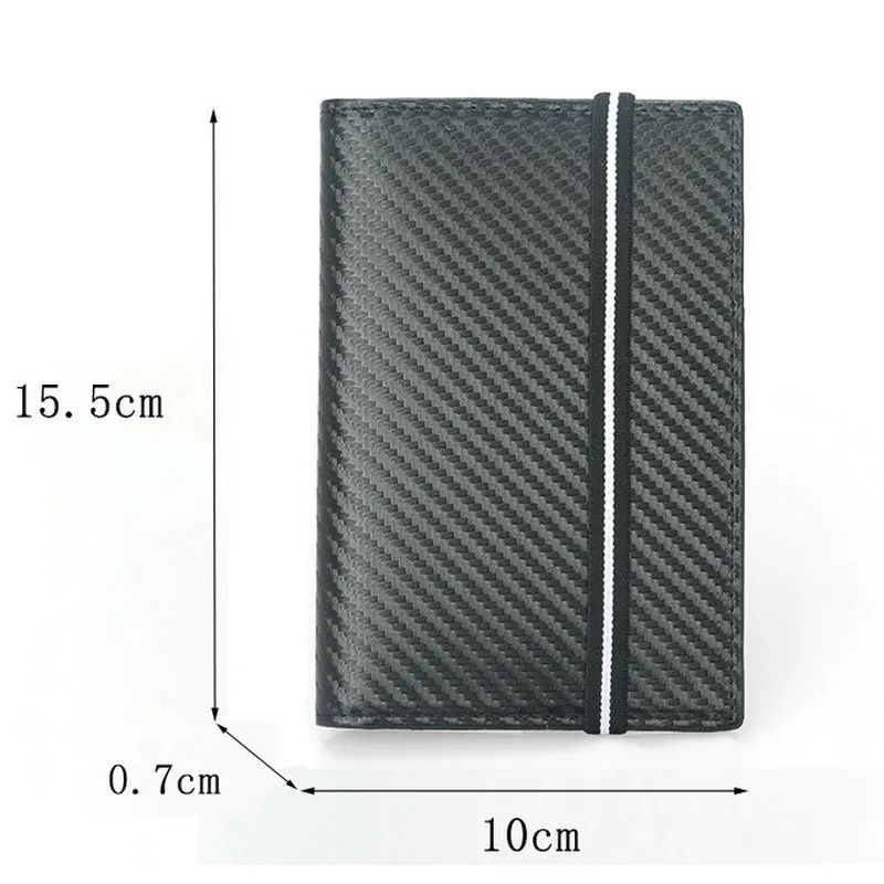 Carbon Fiber Cowskin RFID Passport Cover Leather Elastic Band Travel Document Organizer Case Wallet ID Bag Passport Holder