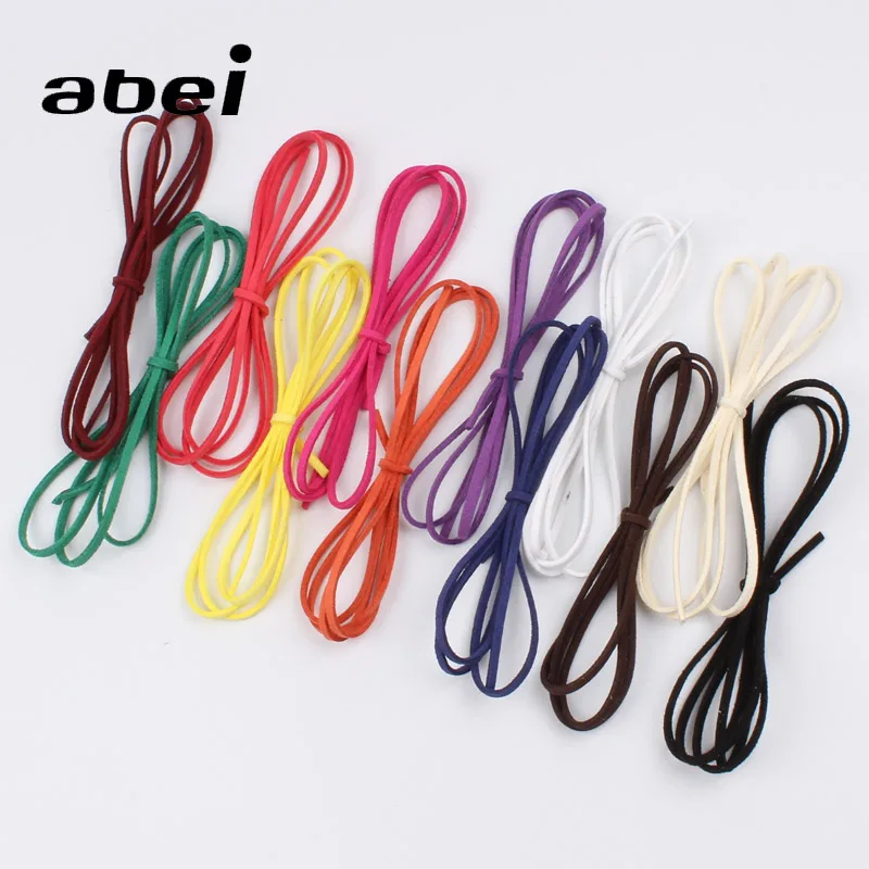 3mm 10Meter (1meter/color) Leather Ribbon Velvet Lace DIY Gift Cards Flower Packing Cord Handmade Chocker Bracelet Accessories