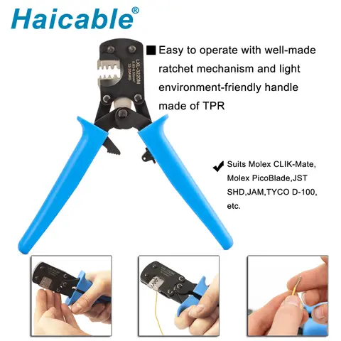 HAICABLE 핀 크림퍼 래칫 오픈 배럴 마이크로 커넥터, D-Sub Suit Molex Jst/Jae/tyco용