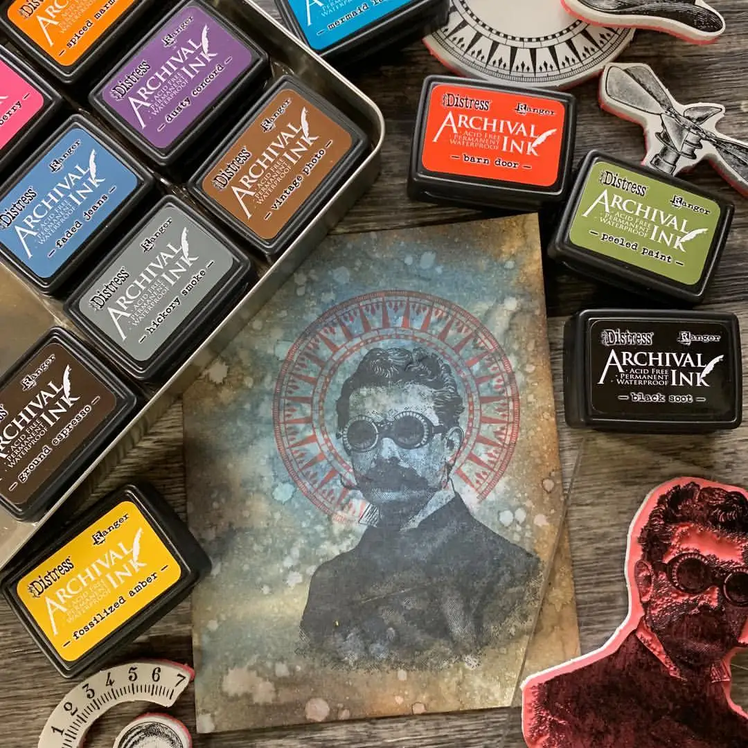 Oryginalny importowany Ranger Tim Holtz Distress archiwalne Mini odcisk atramentowy na bazie oleju wodoodporny nawilżacz do znaczków zestaw