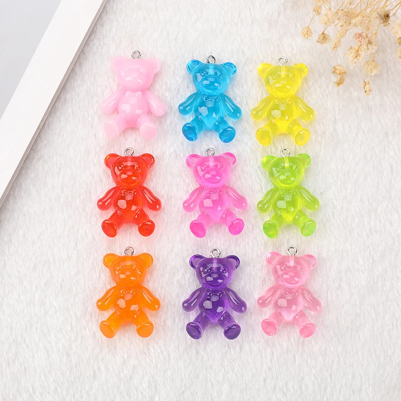 15pcs/Lot  23*32mm Resin Bear Charms Flatback Cartoon Cabochons DIY Jewlery Findings Scrapbooking Embellishment Decoration Craft