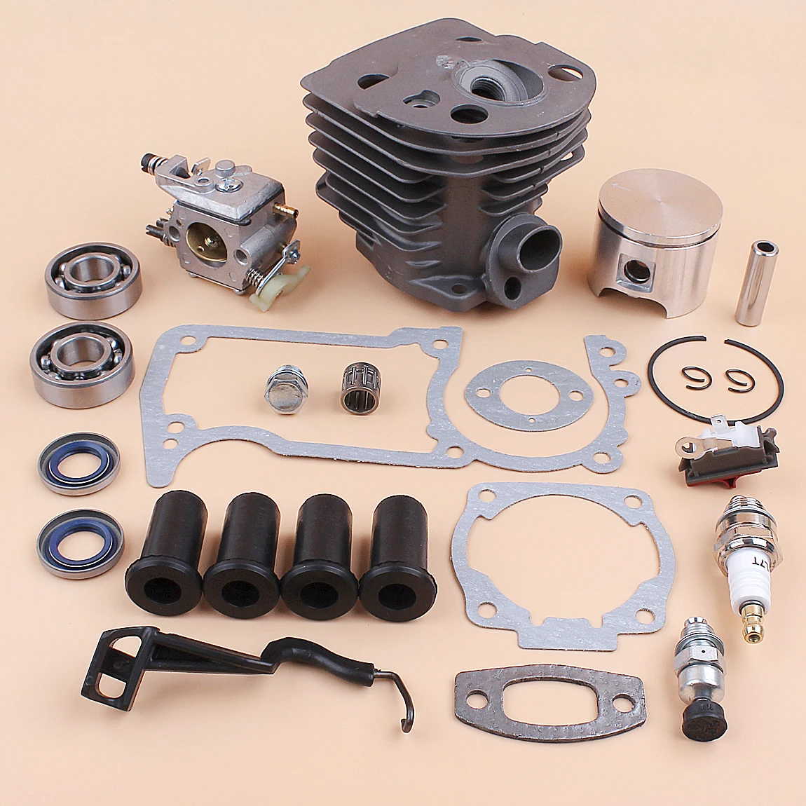 Carburador de pistón de cilindro de 46MM, Buffer AV, Kit de juntas de varilla de estrangulación para Husqvarna 55 51, Conector de valor de liberación de compresión