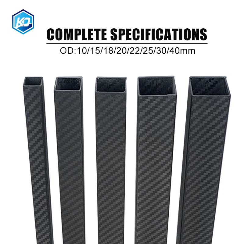 1Pcs Length 500mm OD8mm 10mm 15mm18mm 20mm 22mm 25mm 30mm 35mm 40mm Matte Surface 3K High Strength Full Carbon Fiber Square Tube