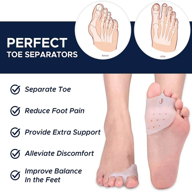 2Pcs=1Pair Silicone Toes Separator Bunion Bone Ectropion Adjuster Toes Outer Appliance Foot Care Tools Hallux Valgus Corrector