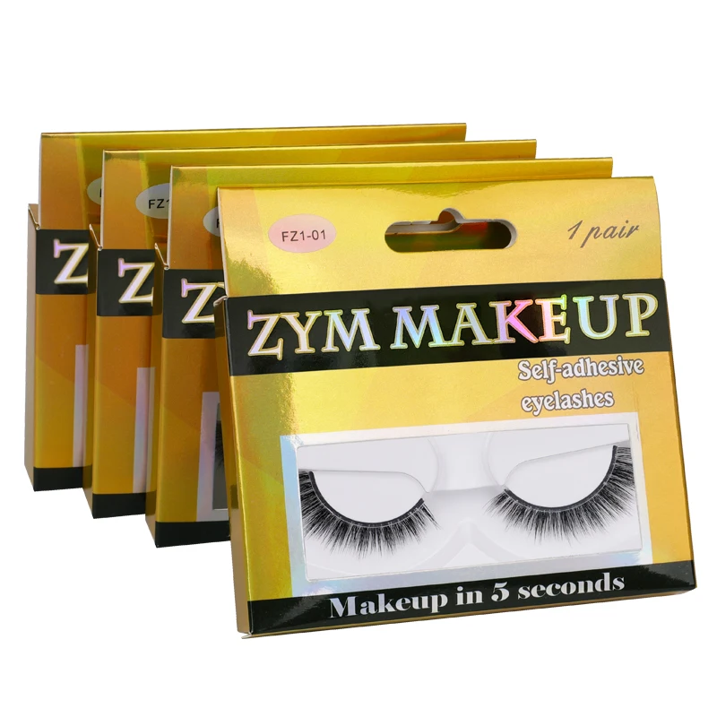 1 Pair-Self-adhesive False Eyelashes Reusable Waterproof Adhesive Tape Eye Lashes to Wear No Glue Needed Natural Curly Lash