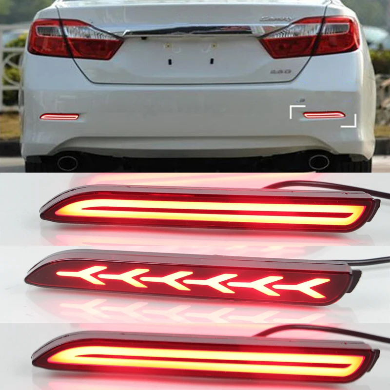 A Pair LED Car Rear Bumper Reflector Tail Brake Light Flowing Light Turn Signal Warning For Toyota RAV4 Camry 06~14 09~11