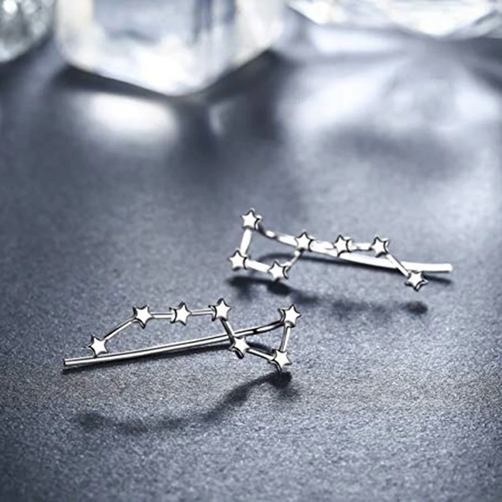 2pcs Long Dipper Ear Hook Clip on Earrings Crystal Zircon Climbing Ear Cuff Earrings Ear Climbers Jewelry for Women Crawler Gift