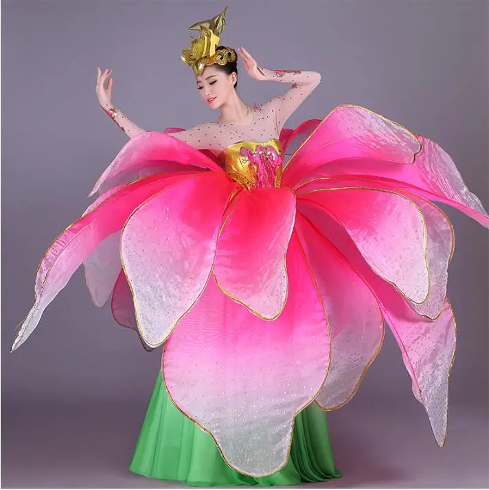 New Ballroom dance dresses High Quality Flowers opening dance big dress Modern dance performance service