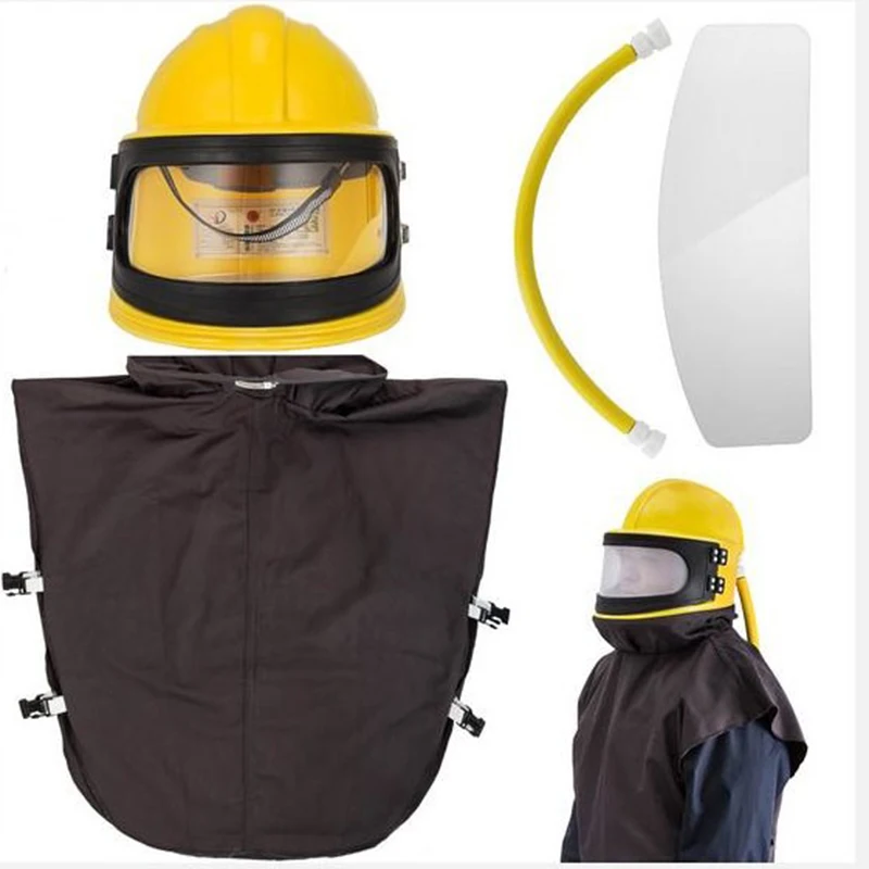 1 set of PVC material ABS sandblasting sandblasting protector sandblasting helmet sandblasting helmet safety mask